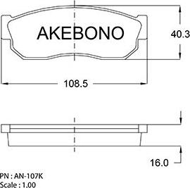 Akebono AN-107K - Kit de plaquettes de frein, frein à disque cwaw.fr