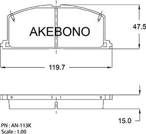 Akebono AN-113KE - Kit de plaquettes de frein, frein à disque cwaw.fr