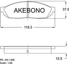 Akebono AN-136K - Kit de plaquettes de frein, frein à disque cwaw.fr