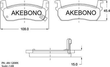 Akebono AN-120WKE - Kit de plaquettes de frein, frein à disque cwaw.fr