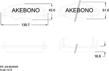 Akebono AN-8048WK - Kit de plaquettes de frein, frein à disque cwaw.fr