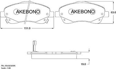 Akebono AN-8056WK - Kit de plaquettes de frein, frein à disque cwaw.fr