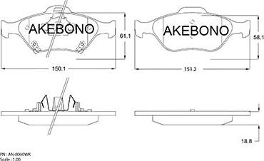 Akebono AN-8060WK - Kit de plaquettes de frein, frein à disque cwaw.fr