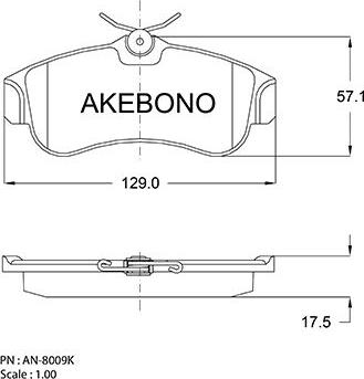 Akebono AN-8009K - Kit de plaquettes de frein, frein à disque cwaw.fr