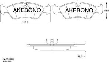 Akebono AN-8003K - Kit de plaquettes de frein, frein à disque cwaw.fr