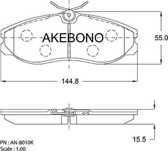 Akebono AN-8010K - Kit de plaquettes de frein, frein à disque cwaw.fr