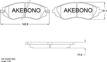 Akebono AN-8013WK - Kit de plaquettes de frein, frein à disque cwaw.fr