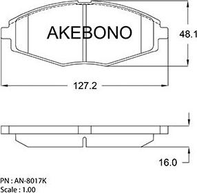 Akebono AN-8017K - Kit de plaquettes de frein, frein à disque cwaw.fr