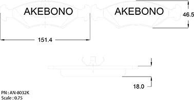 Akebono AN-8032KE - Kit de plaquettes de frein, frein à disque cwaw.fr