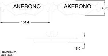 Akebono AN-8032K - Kit de plaquettes de frein, frein à disque cwaw.fr