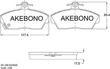 Akebono AN-8029WK - Kit de plaquettes de frein, frein à disque cwaw.fr