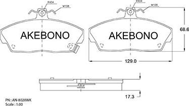 Akebono AN-8028WKE - Kit de plaquettes de frein, frein à disque cwaw.fr