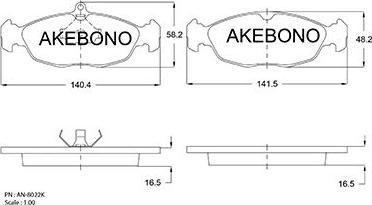 Akebono AN-8022K - Kit de plaquettes de frein, frein à disque cwaw.fr