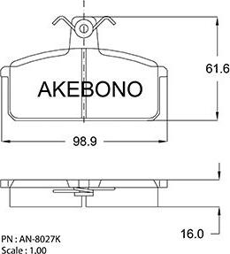 Akebono AN-8027K - Kit de plaquettes de frein, frein à disque cwaw.fr