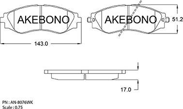 Akebono AN-8076WK - Kit de plaquettes de frein, frein à disque cwaw.fr