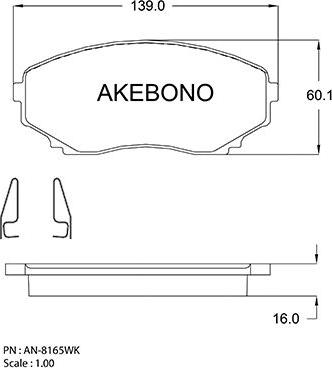 Akebono AN-8165WK - Kit de plaquettes de frein, frein à disque cwaw.fr