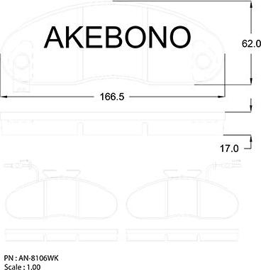 Akebono AN-8106WK - Kit de plaquettes de frein, frein à disque cwaw.fr