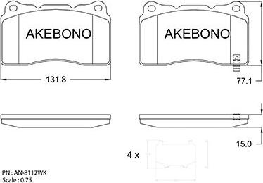 Akebono AN-8112WK - Kit de plaquettes de frein, frein à disque cwaw.fr