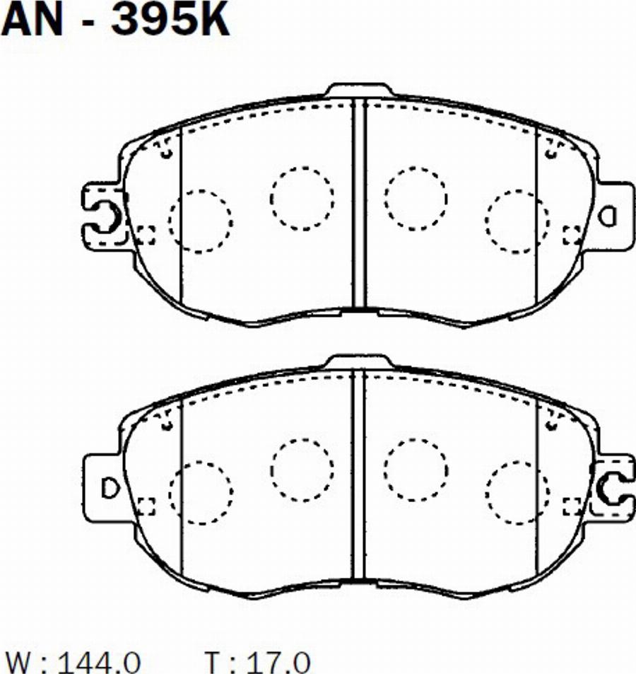 Akebono AN-395K - Kit de plaquettes de frein, frein à disque cwaw.fr