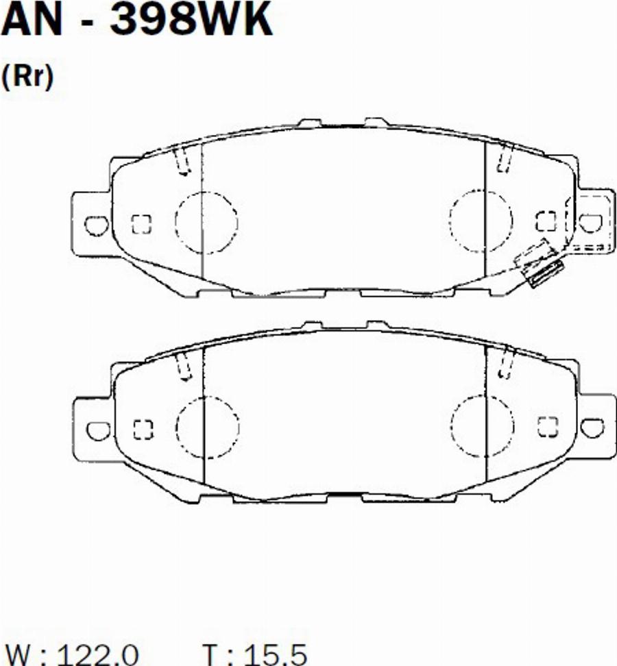 Akebono AN-398WK - Kit de plaquettes de frein, frein à disque cwaw.fr