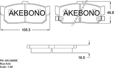 Akebono AN-346WKE - Kit de plaquettes de frein, frein à disque cwaw.fr