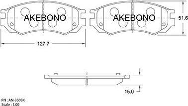 Akebono AN-350SK - Kit de plaquettes de frein, frein à disque cwaw.fr