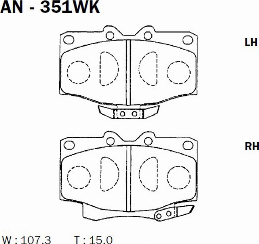 Akebono AN-351WK - Kit de plaquettes de frein, frein à disque cwaw.fr