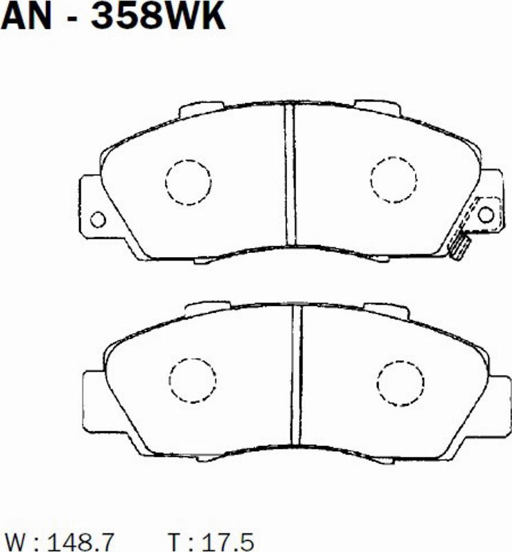 Akebono AN-358WK - Kit de plaquettes de frein, frein à disque cwaw.fr