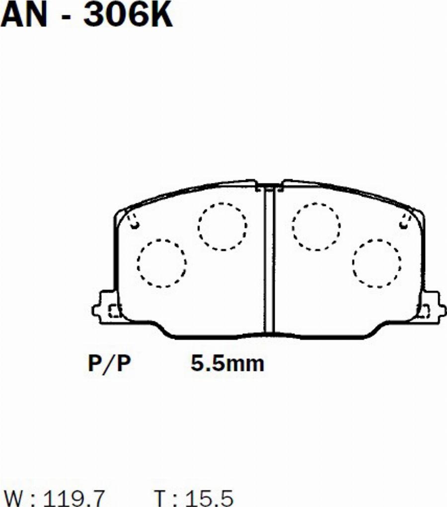 Akebono AN-306K - Kit de plaquettes de frein, frein à disque cwaw.fr