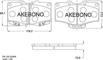 Akebono AN-303WKE - Kit de plaquettes de frein, frein à disque cwaw.fr