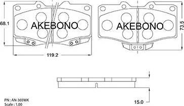 Akebono AN-303WK - Kit de plaquettes de frein, frein à disque cwaw.fr