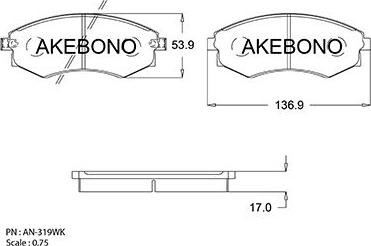 Akebono AN-319WKE - Kit de plaquettes de frein, frein à disque cwaw.fr