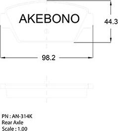 Akebono AN-314K - Kit de plaquettes de frein, frein à disque cwaw.fr