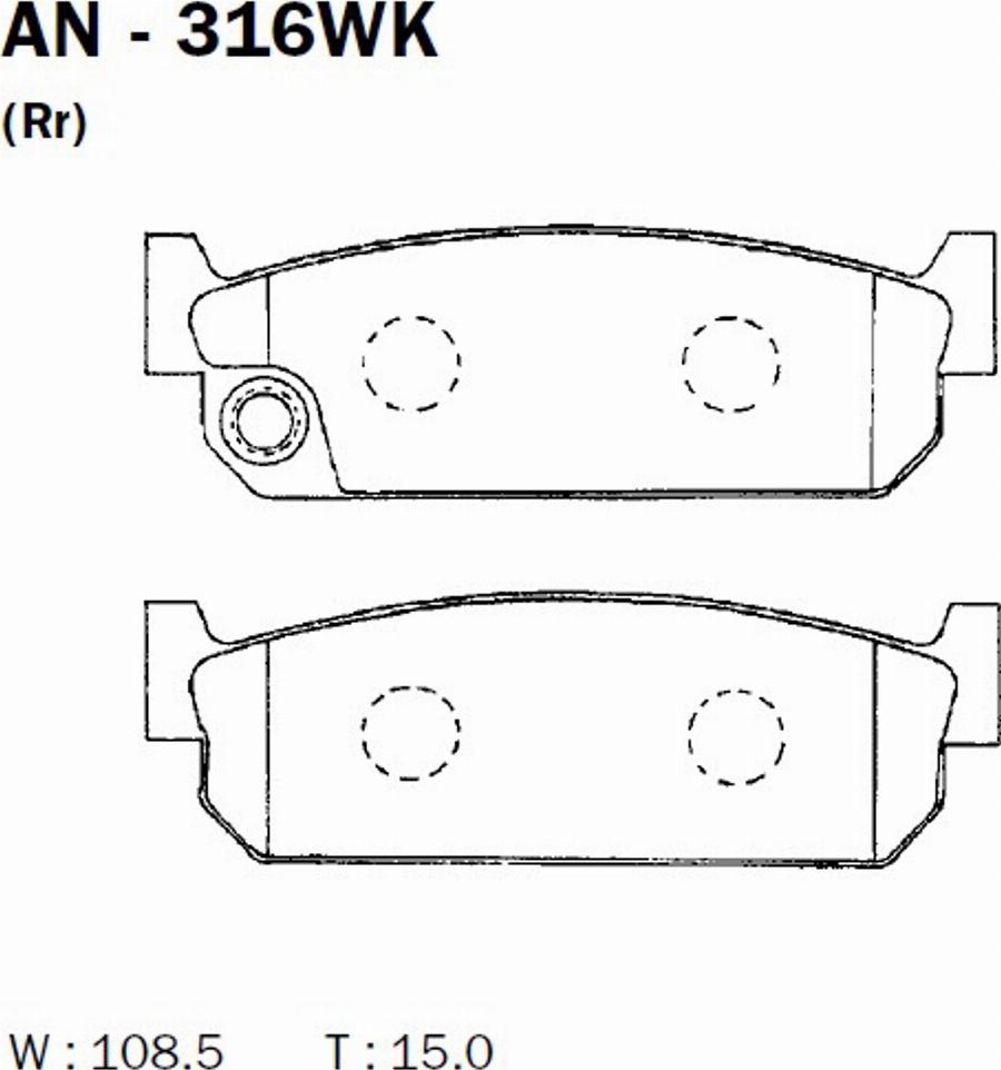 Akebono AN316WK - Kit de plaquettes de frein, frein à disque cwaw.fr