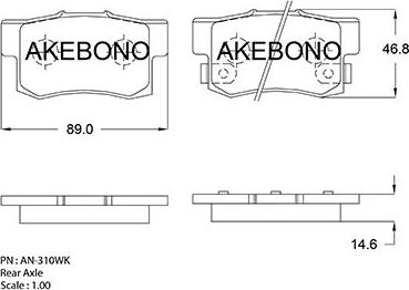 Akebono AN-310WK - Kit de plaquettes de frein, frein à disque cwaw.fr