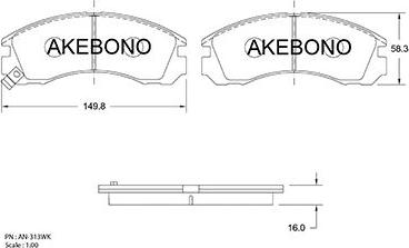 Akebono AN-313WKE - Kit de plaquettes de frein, frein à disque cwaw.fr