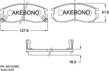 Akebono AN-312WK - Kit de plaquettes de frein, frein à disque cwaw.fr