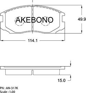 Akebono AN-317K - Kit de plaquettes de frein, frein à disque cwaw.fr