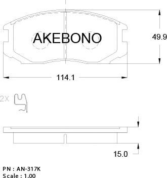 Akebono AN-317WKE - Kit de plaquettes de frein, frein à disque cwaw.fr