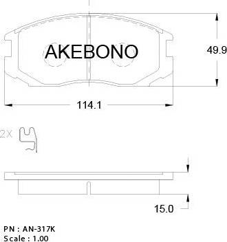 Akebono AN-317WK - Kit de plaquettes de frein, frein à disque cwaw.fr