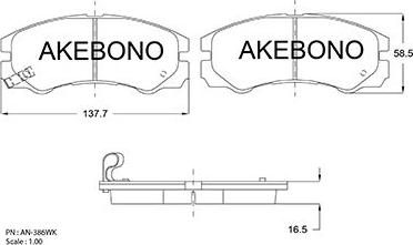 Akebono AN-386WKE - Kit de plaquettes de frein, frein à disque cwaw.fr