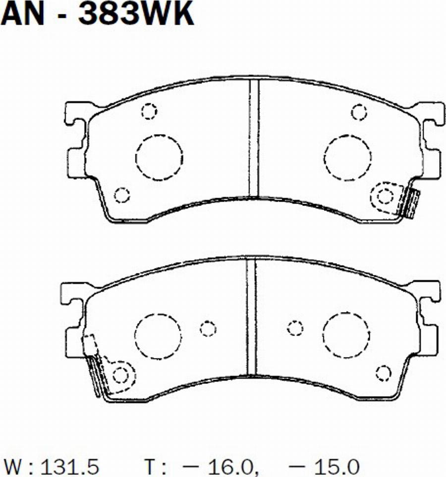 Akebono AN-383WK - Kit de plaquettes de frein, frein à disque cwaw.fr