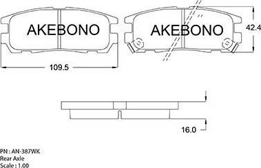 Akebono AN-387WK - Kit de plaquettes de frein, frein à disque cwaw.fr