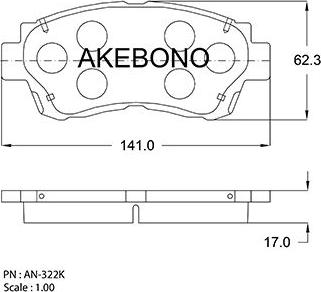 Akebono AN-322K - Kit de plaquettes de frein, frein à disque cwaw.fr