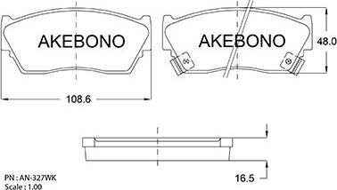 Akebono AN-327WK - Kit de plaquettes de frein, frein à disque cwaw.fr