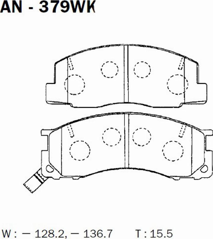 Akebono AN-379WK - Kit de plaquettes de frein, frein à disque cwaw.fr