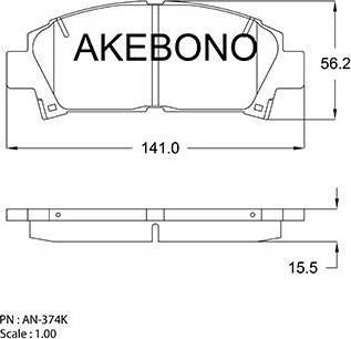 Akebono AN-374K - Kit de plaquettes de frein, frein à disque cwaw.fr