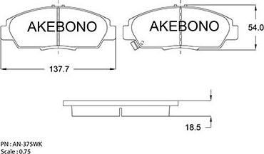 Akebono AN-375WKE - Kit de plaquettes de frein, frein à disque cwaw.fr