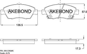 Akebono AN-376WKE - Kit de plaquettes de frein, frein à disque cwaw.fr