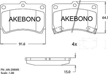 Akebono AN-298WKE - Kit de plaquettes de frein, frein à disque cwaw.fr